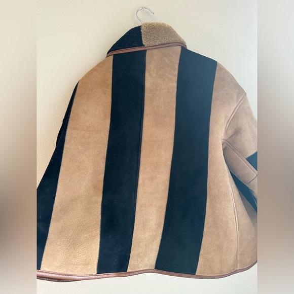 Cawley Studio Avis Sheepskin Stripe Jacket Coat S Handmade in England - Picture 15 of 16